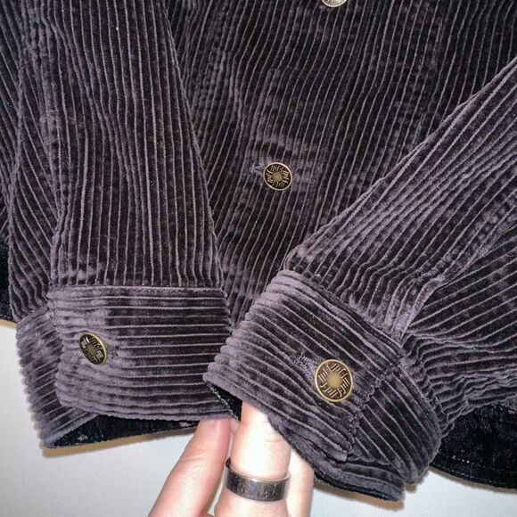 J. Jill MP Black Corduroy Fuzzy Collared Long Sleeve Womens Jacket EUC - Picture 6 of 12